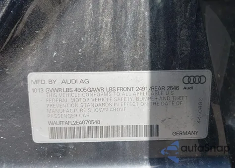 2014 Audi A4 2.0T Premium from USA, damaged, VIN WAUFFAFL2EA070548